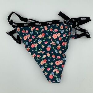 New Victoria’s Secret PINK Strappy Mini Logo Thong Panties - XSmall - Floral